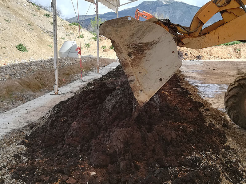 aplicando-lodo-sobre-capas-de-hojas-de-olivo